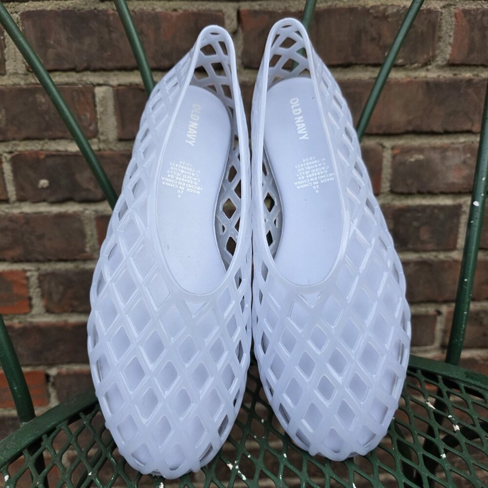 OLD NAVY Jelly Lattice Ballet Flats Shoes Jellies Viral 9 White